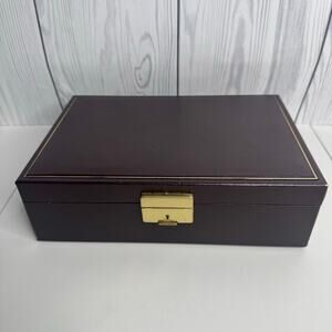 Vintage Swedish Design Phillip Jewelry Brown Leather Trinket Box Royal 7 x 10
